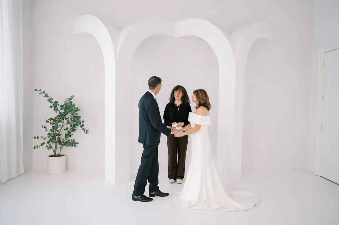 Charity leading an intimate studio ceremony